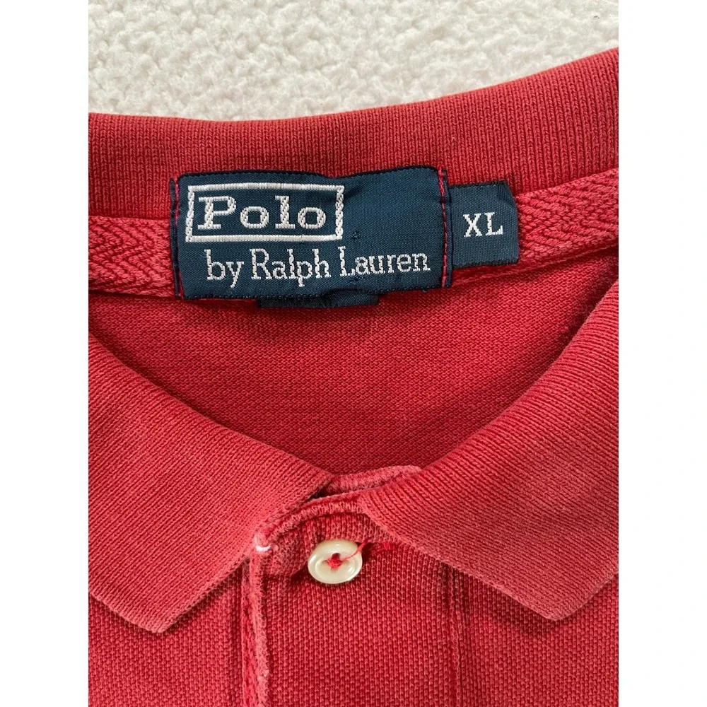 Polo Ralph Lauren Men Extra Large Polo Shirt Red Big Pony USA Flag Patch‎